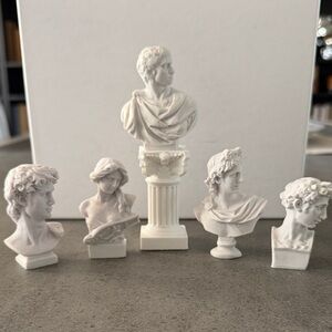 Miniature Greek Busts and Column Set -6 pieces